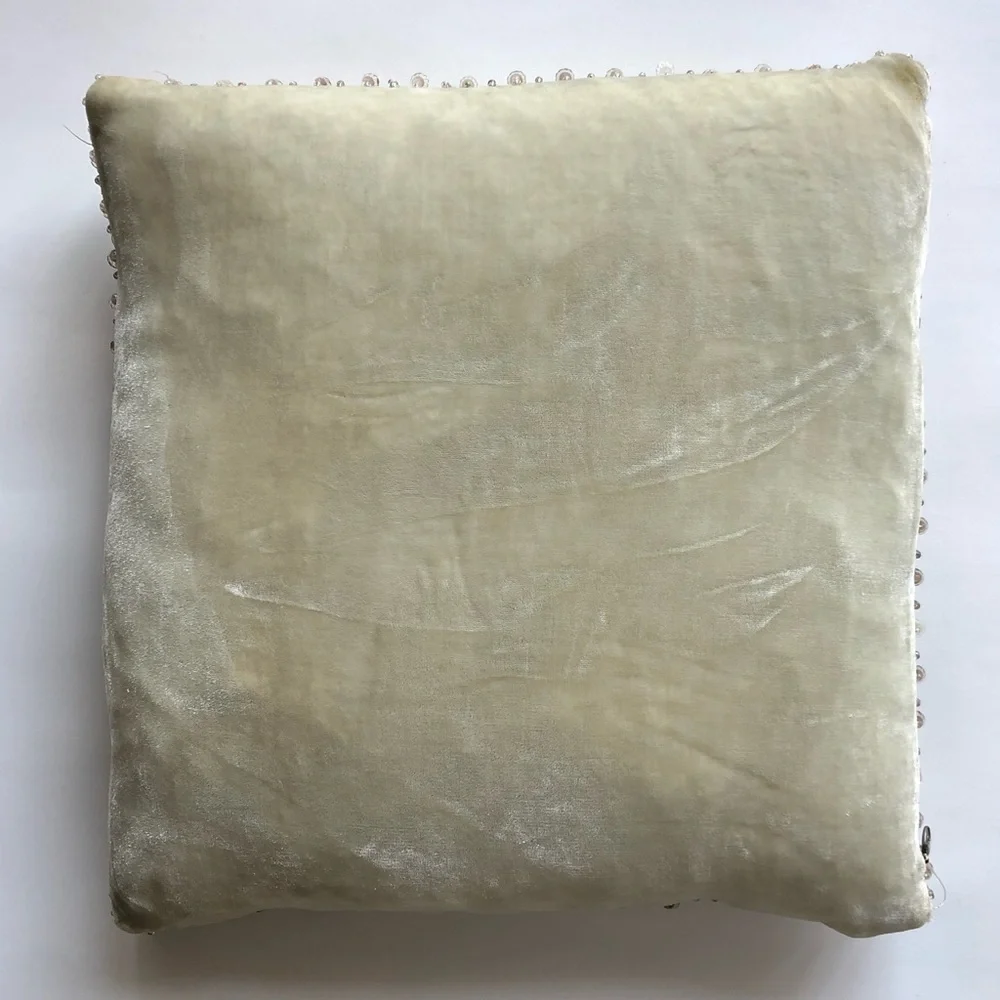 Z Gallerie 14” x 14” Accent Pillow Velvet Beaded Beige